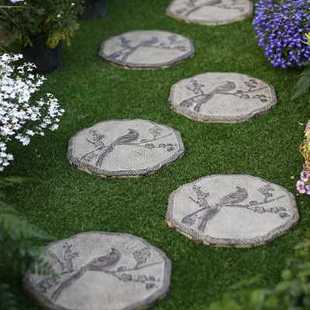 花园汀步石仿古地砖庭院草坪文化青石脚踏板中式日式院子装饰垫脚