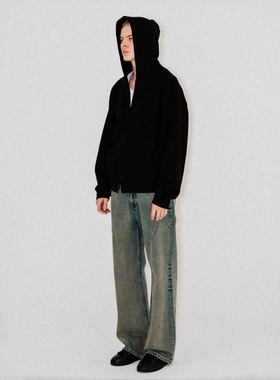 3BLK 美国康龙CONE灰蓝洗水牛仔裤 分割剪裁雪花酵素宽松牛仔裤