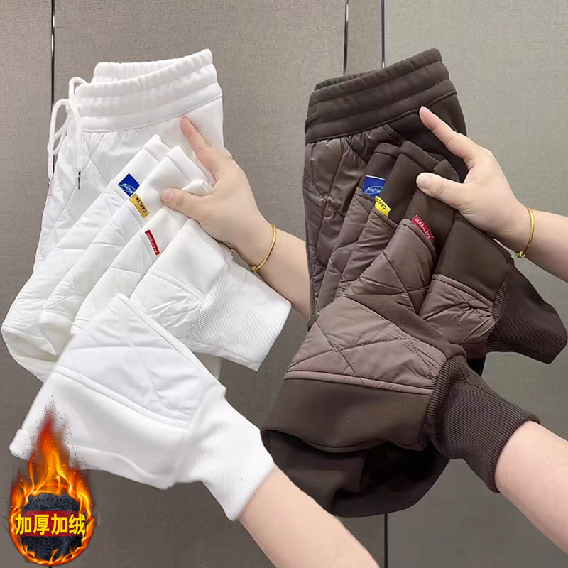 冬季新款外穿二棉裤女士加绒加厚高腰显瘦防风束脚百搭小脚萝卜裤
