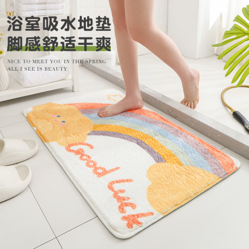 卡通毛绒浴室脚垫吸水地垫加厚仿羊绒防滑速干卫生间厕所门口脚垫