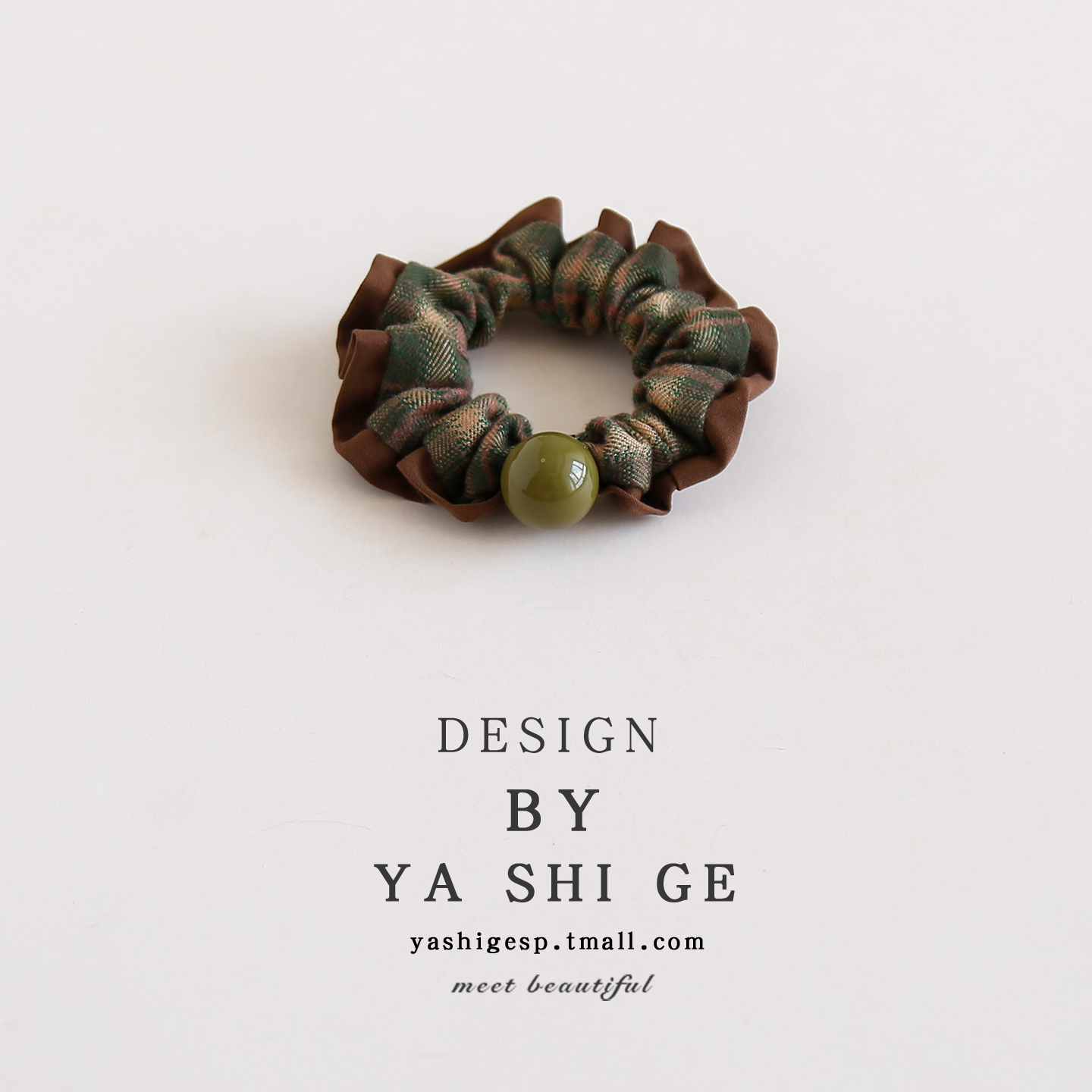 学院风格子发圈甜美复古格纹木耳边大肠圈丸子头高马尾百搭头绳