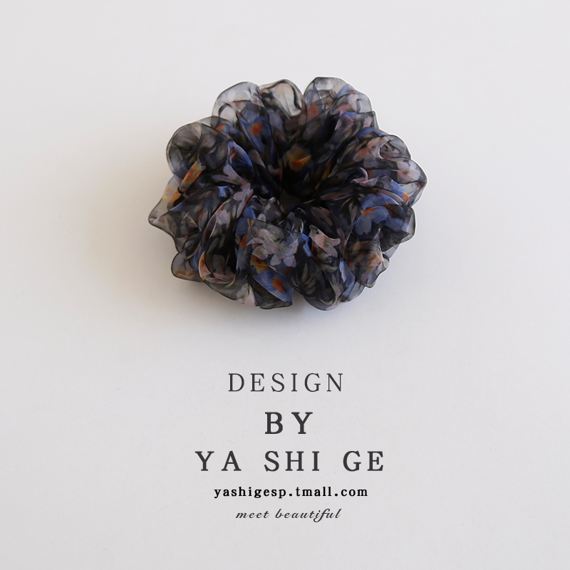 复古法式玫瑰网纱大肠发圈