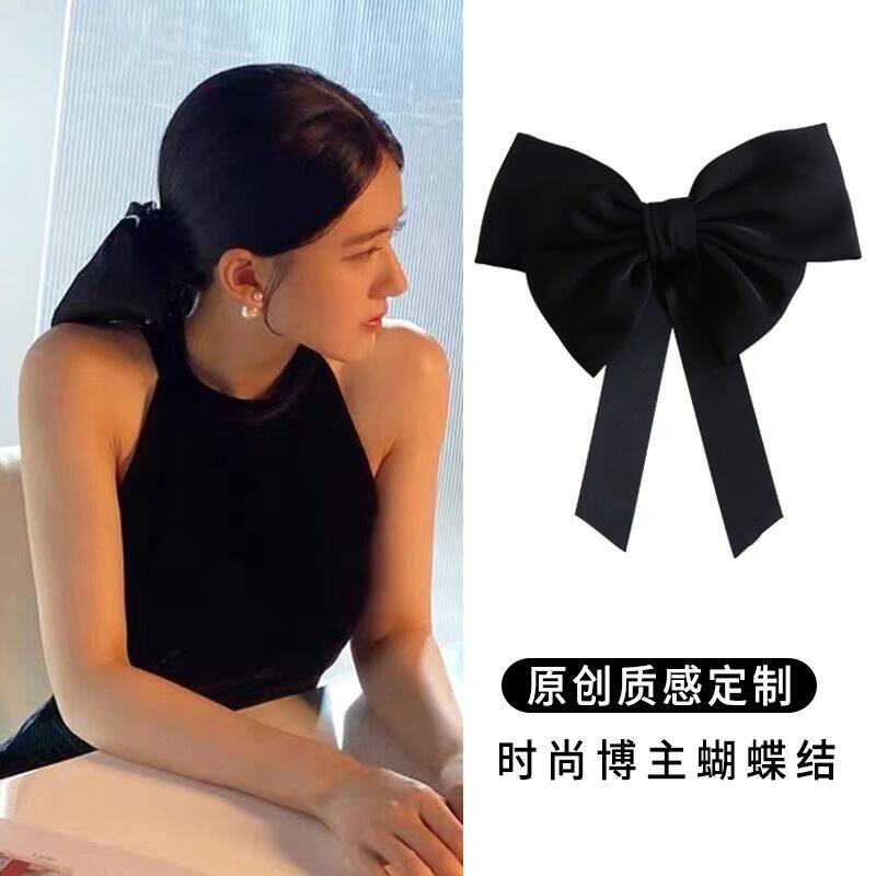 赵思露同款黑色大蝴蝶结发夹后脑勺弹簧夹头饰秋冬网红发卡女发饰