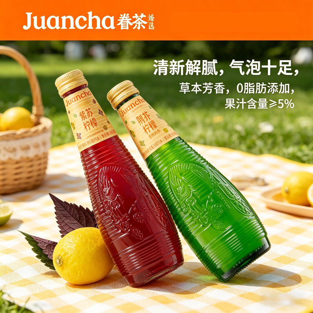 眷茶紫苏+荆芥柠檬汽水组合装网红同款冰饮聚餐清爽解辣解腻