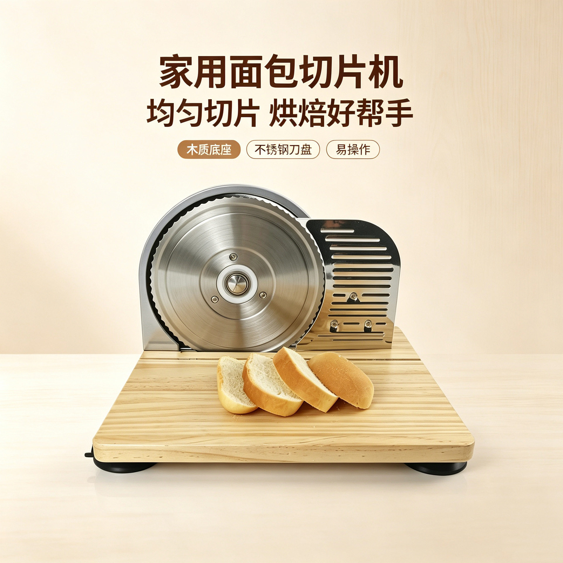 不锈钢手摇酸面包切片机可调厚度面包火腿芝士可折叠商用切件工具图片