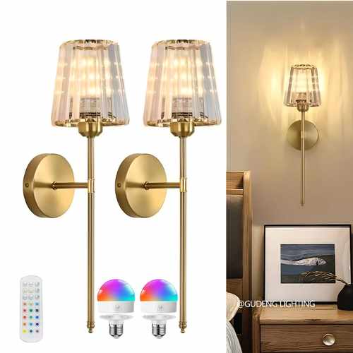 美式高级水晶灯罩免布线充电式卧室床头氛围客厅装饰楼梯壁灯