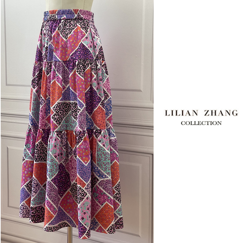 LILIAN ZHANG定制-度假遐想—褶饰长款半身裙女春夏高腰 2203005-封面