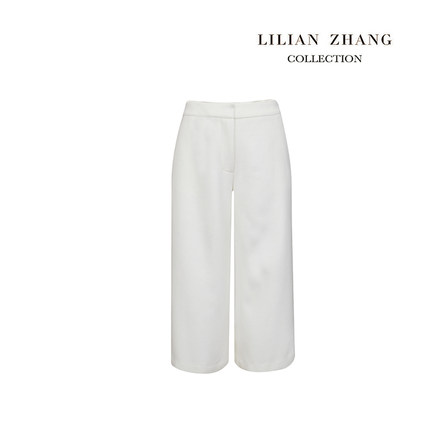 LILIAN ZHANG轻奢极简中高腰9分绵羊毛阔腿裤女显瘦春秋 2104037
