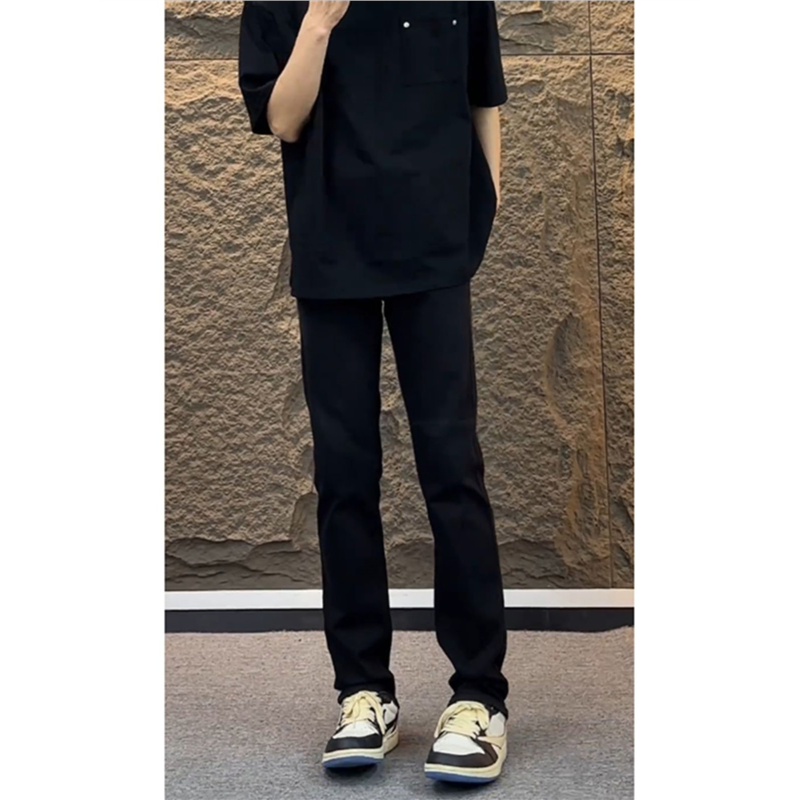 黑色大码牛仔裤男美式高街垂感阔腿裤子百搭显瘦宽松情侣直筒长裤