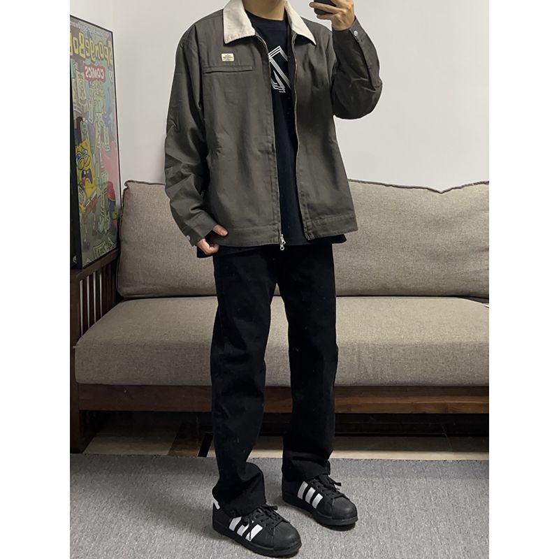 黑色百搭牛仔裤男春秋美式高街vibe高级感裤子窄版显瘦直筒弯刀裤