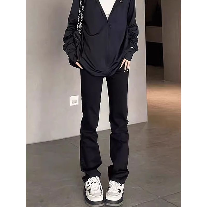 修身黑色牛仔裤男款秋季美式复古vibe显瘦裤子cleanfit高街直筒裤