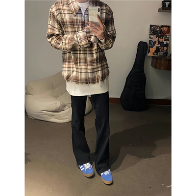 黑色牛仔裤男女款显瘦直筒休闲