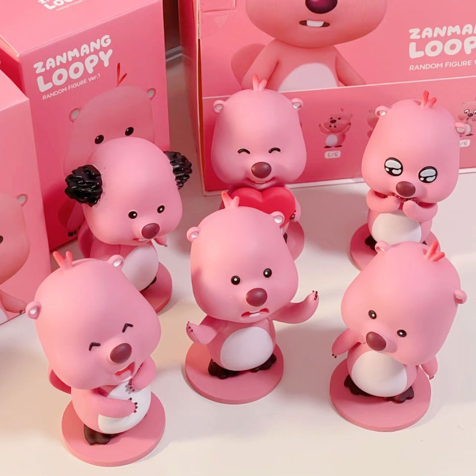 loopy露比一代潮玩盲盒周边手办粉色小海狸车载桌面摆件生日礼物