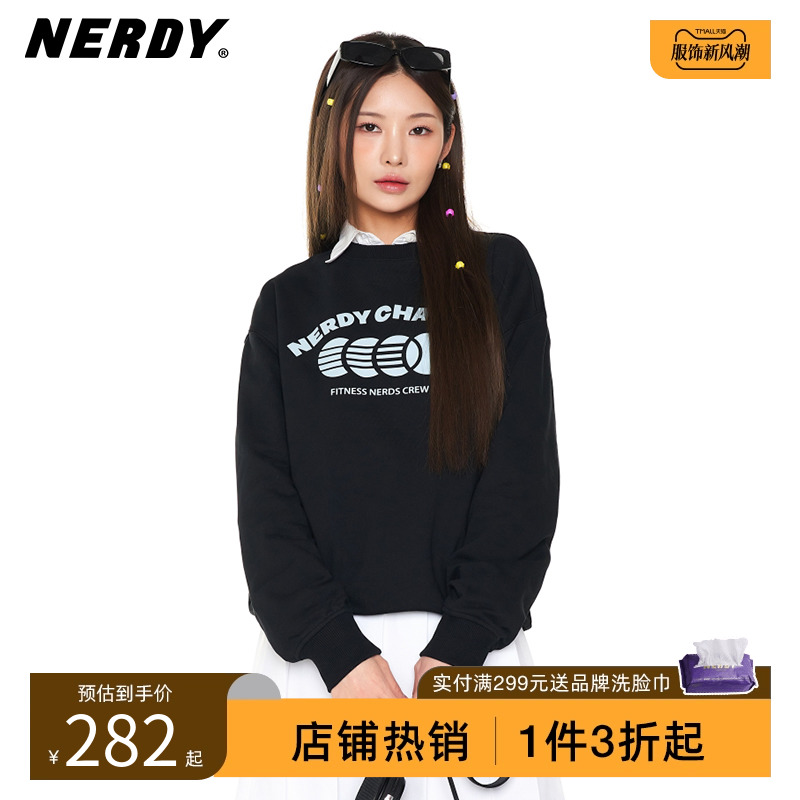 NERDY2023春季新品网球主题普通卫衣短裤套装女情侣同款上衣潮