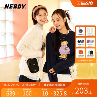 上衣外套女 NERDY2023夏秋新款 小熊图案圆领卫衣宽松休闲情侣同款