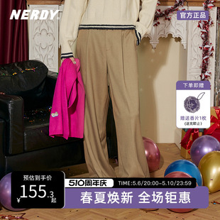 垂感阔腿休闲裤 NERDY2023春季 子潮牌 新款 西裤 女长裤 直筒裤