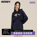 连帽收腰卫衣连衣裙logo字母印花女裙子休闲 NERDY2023夏秋新款