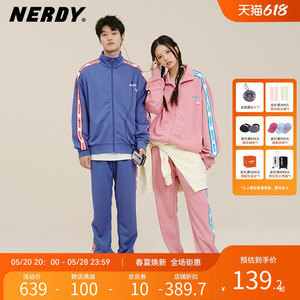 NERDY2023春季新款宽松休闲运动服套装情侣同款串标上衣外套女潮