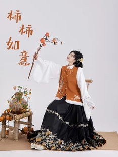 雲锦阁【柿柿如意】原创汉服明制方领短比甲琵琶袖马面裙秋冬日常