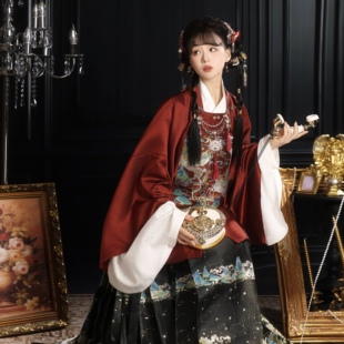 妆花马面裙 明制马年汉服补服新年战袍琵琶袖 云锦阁 天马贺岁