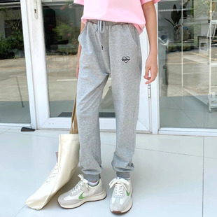 休闲运动透气中大童装 夏季 子棉料弹力冰丝儿童卫裤 女童裤 灰色 薄款