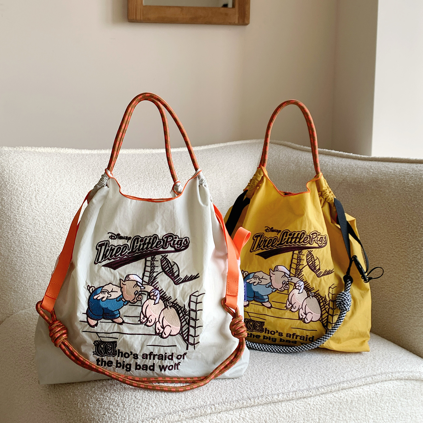 ballchain刺绣猪八哥联名购物袋