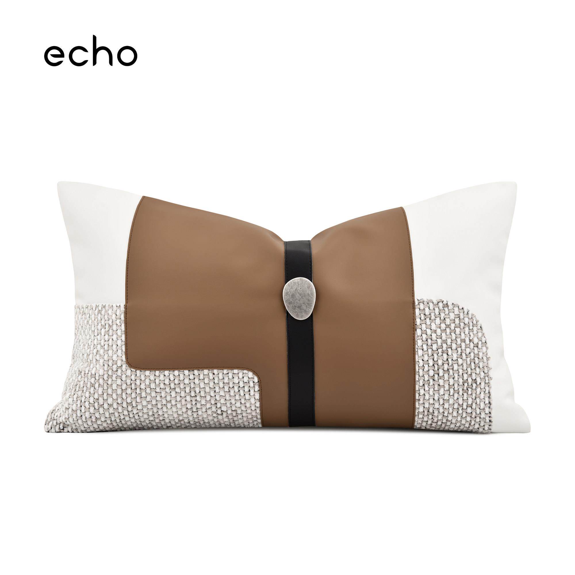 现代简约轻奢样板间白咖色拼接高级感抱枕沙发客厅床上腰枕靠垫套