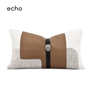现代简约轻奢样板间白咖色拼接高级感抱枕沙发客厅床上腰枕靠垫套