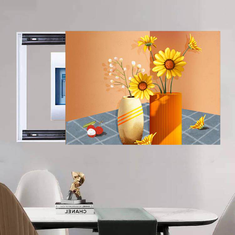 现代简约抽象电表箱装饰画可推拉配电箱网线盒电闸盖板遮挡超薄画