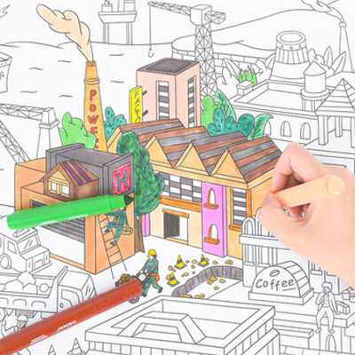 专业儿童涂鸦画卷宝宝涂色大画纸美术专用幼儿园填色绘画画布10米