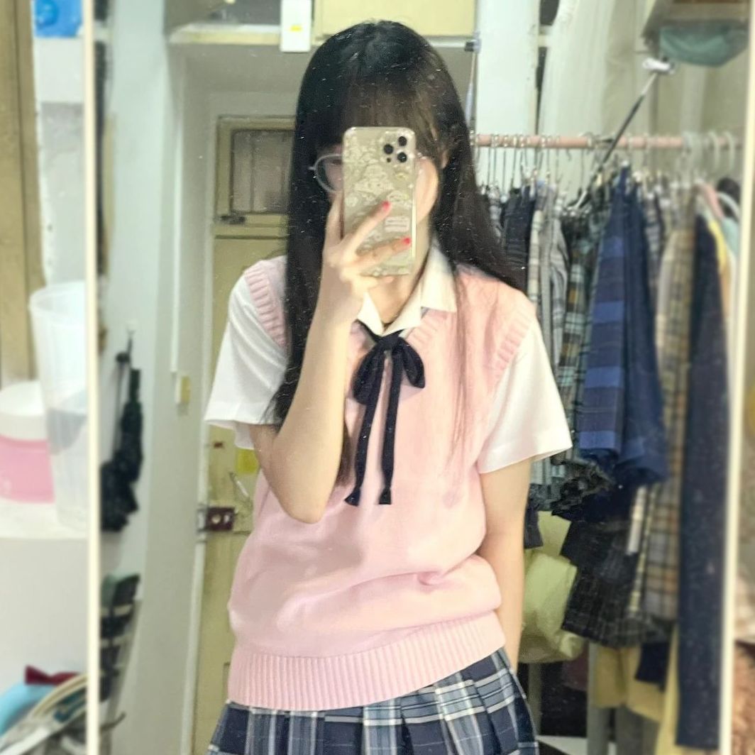 日系学生jk制服学院百搭背心马甲套头v领软妹毛衣基础针织衫