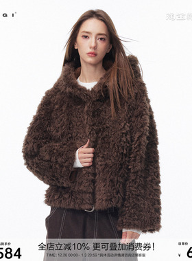 SEGI 原创设计冬季新款托斯卡纳连帽环保皮草保暖外套女独特上衣