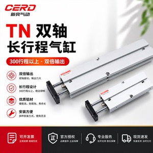 新奕长行程双轴双杆气缸加长型TN10/16/20/25/32-200X300X400-S