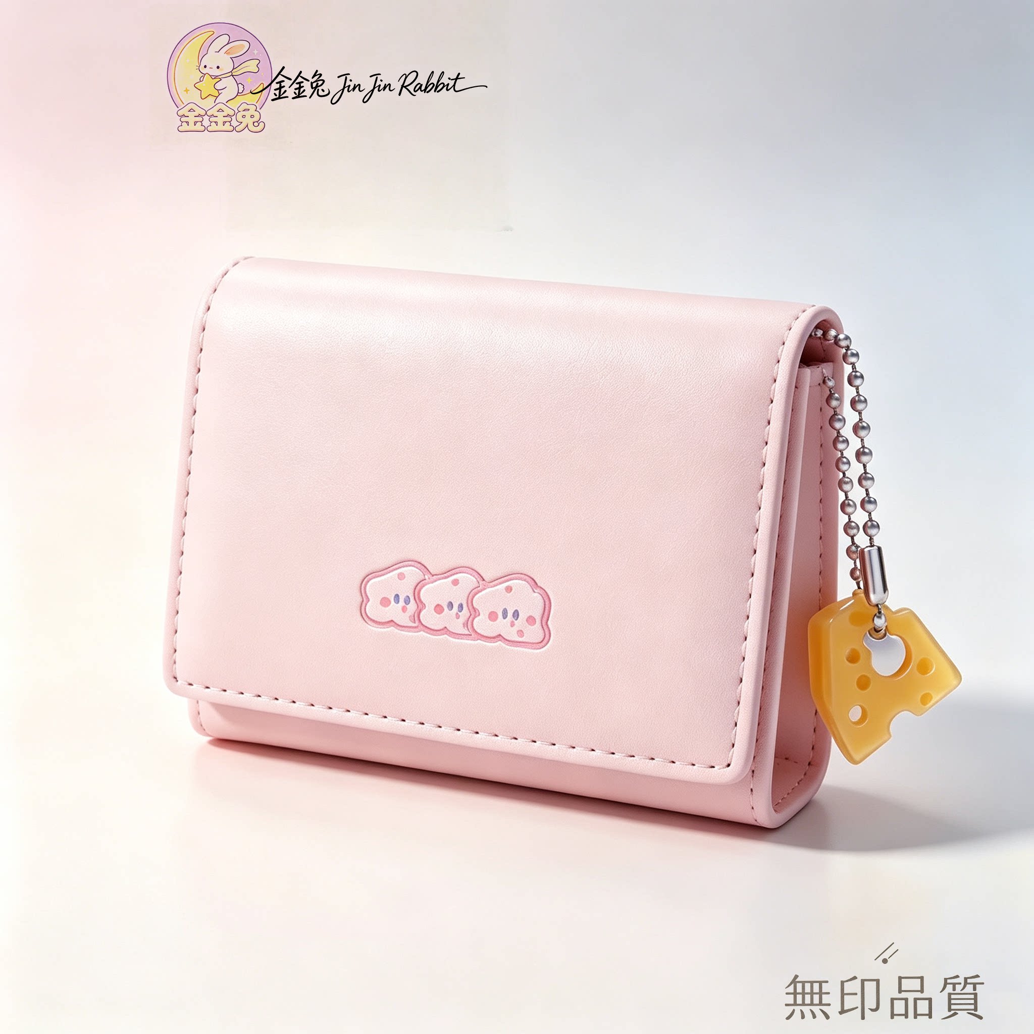 金金兔新款短款折叠小钱包女式小众设计可爱印花奶酪迷你零钱卡包