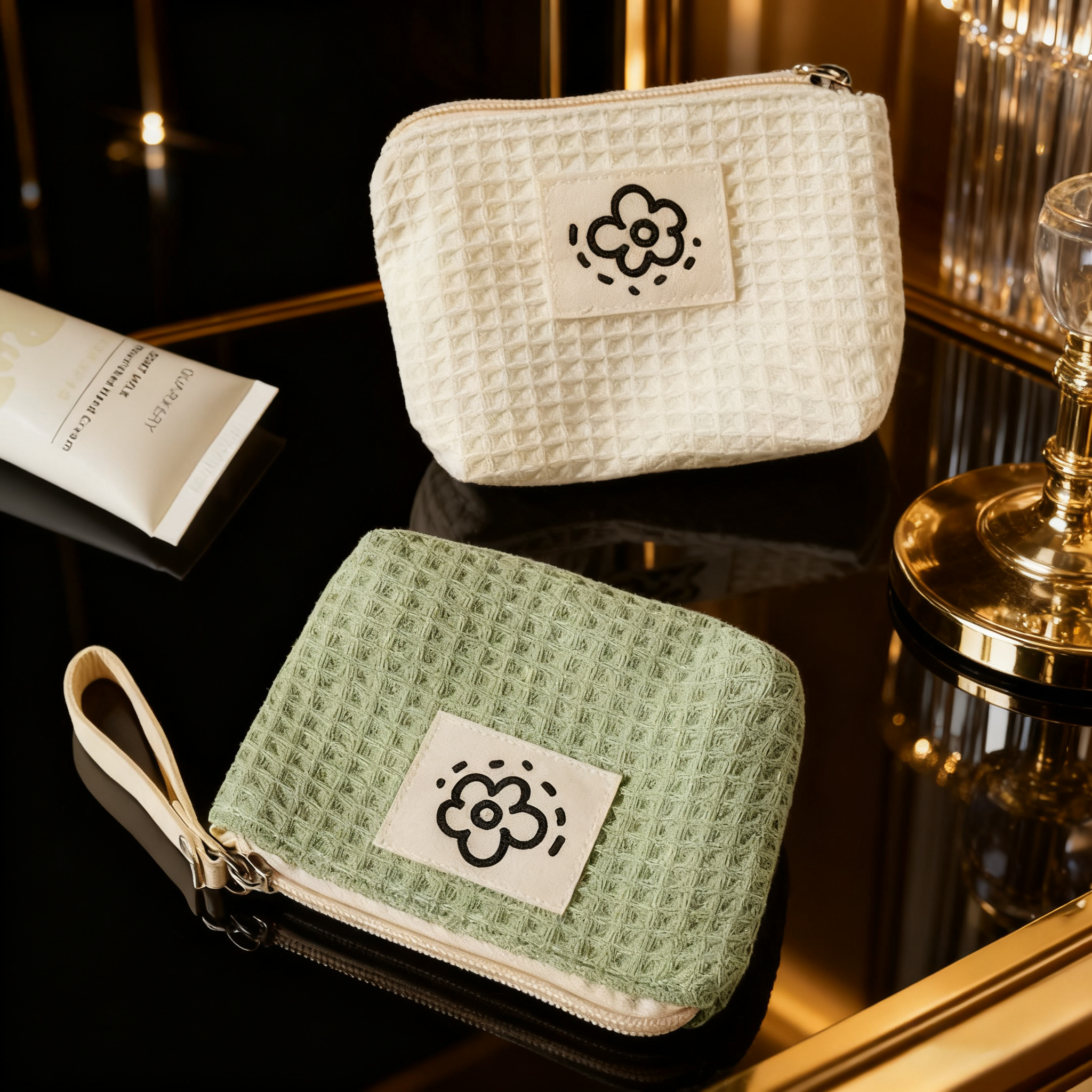 金金兔迷你华夫格化妆包口红零钱包化妆品便携学生蓝牙耳机收纳袋,收纳整理,化妆包,淘宝优惠券,粉丝福利购,淘宝优惠卷