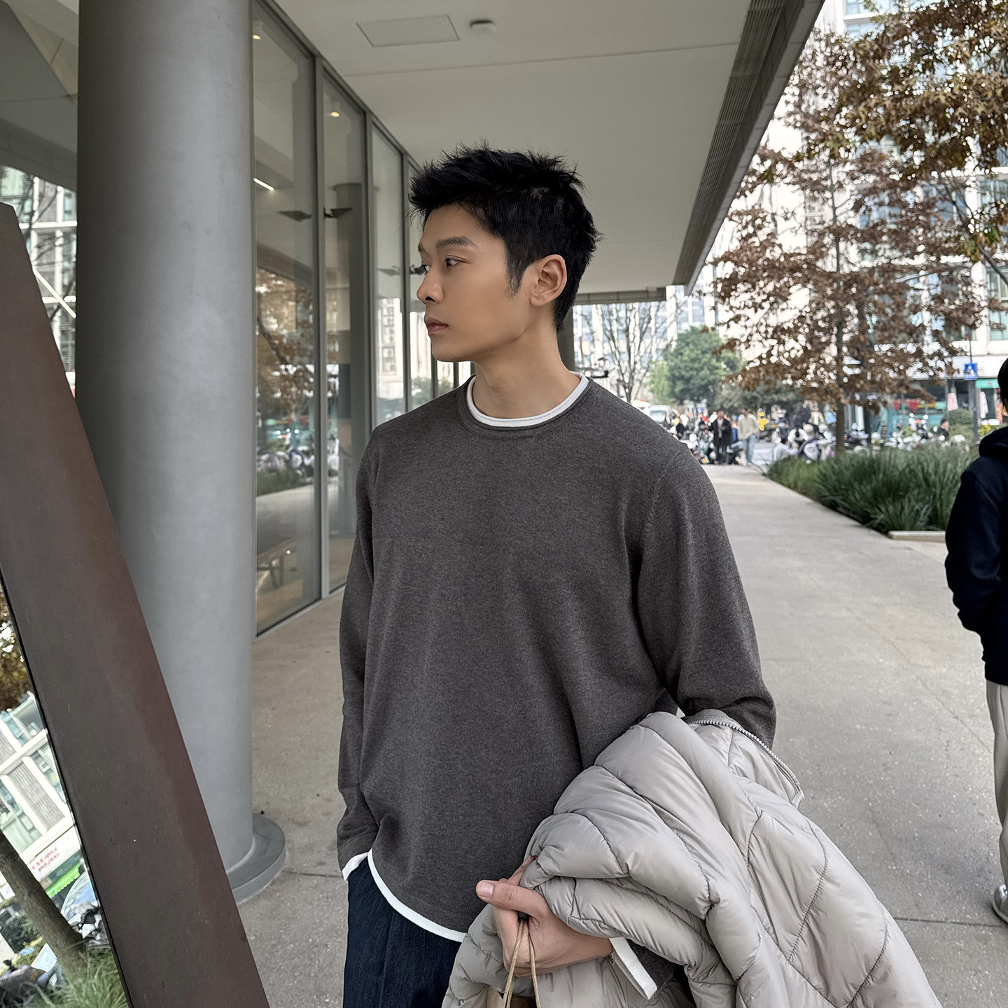 马克斯星球 老钱风假两件薄款针织衫男秋冬新款宽松打底衫毛衣,男装,针织衫/毛衣,淘宝优惠券,粉丝福利购,淘宝优惠卷