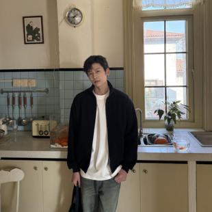 马克斯星球 早春韩系简约拉链卫衣外套男纯色休闲立领百搭上衣