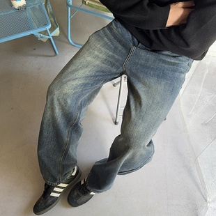 马克斯星球 水洗直筒牛仔裤男秋季新款美式复古宽松休闲百搭显瘦