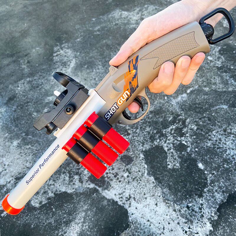 手动抽拉折叠抛壳软弹枪玩具