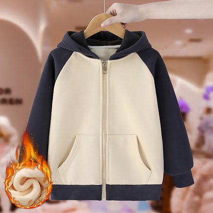 女童加绒外套秋冬款女大童洋气时髦加厚卫衣开衫儿童棒球服上衣潮
