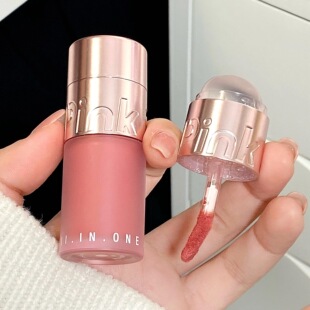 Pinkbear皮可熊水绒多用霜唇釉腮红修容提亮修容膨胀色清透两把刷