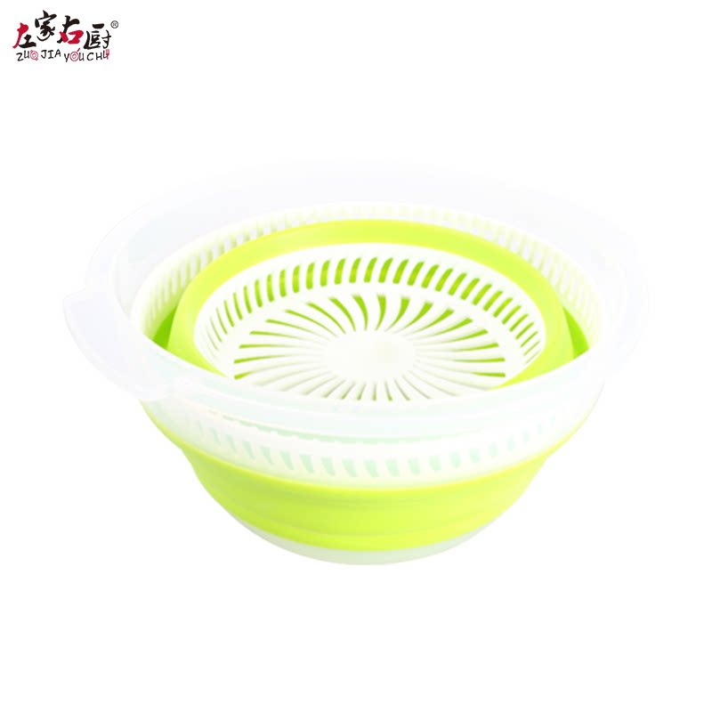 左家右厨折叠拉绳式脱水器蔬菜沙拉脱水水果脱水双层脱水批发