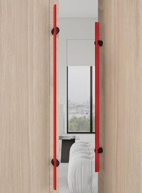 不锈钢拉手红色方圆极简玻璃门把手独特设计极细方管大门木门把手