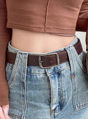 棕色腰带女美拉德新款复古皮带unclecm女款港风青少年韩系学生