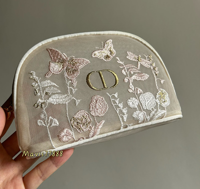 现货！原装正品限定 网纱刺绣蝴蝶半圆化妆包 收纳包