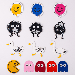 薄款搞怪补贴自粘可缝吃豆豆小鸭子黑色碳球宝宝首相壮实布艺贴纸