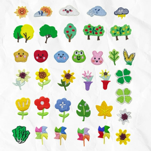 韩版 饰小洞修补丁贴 手作刺绣布贴小号小红花小树帆布包飘带DIY装