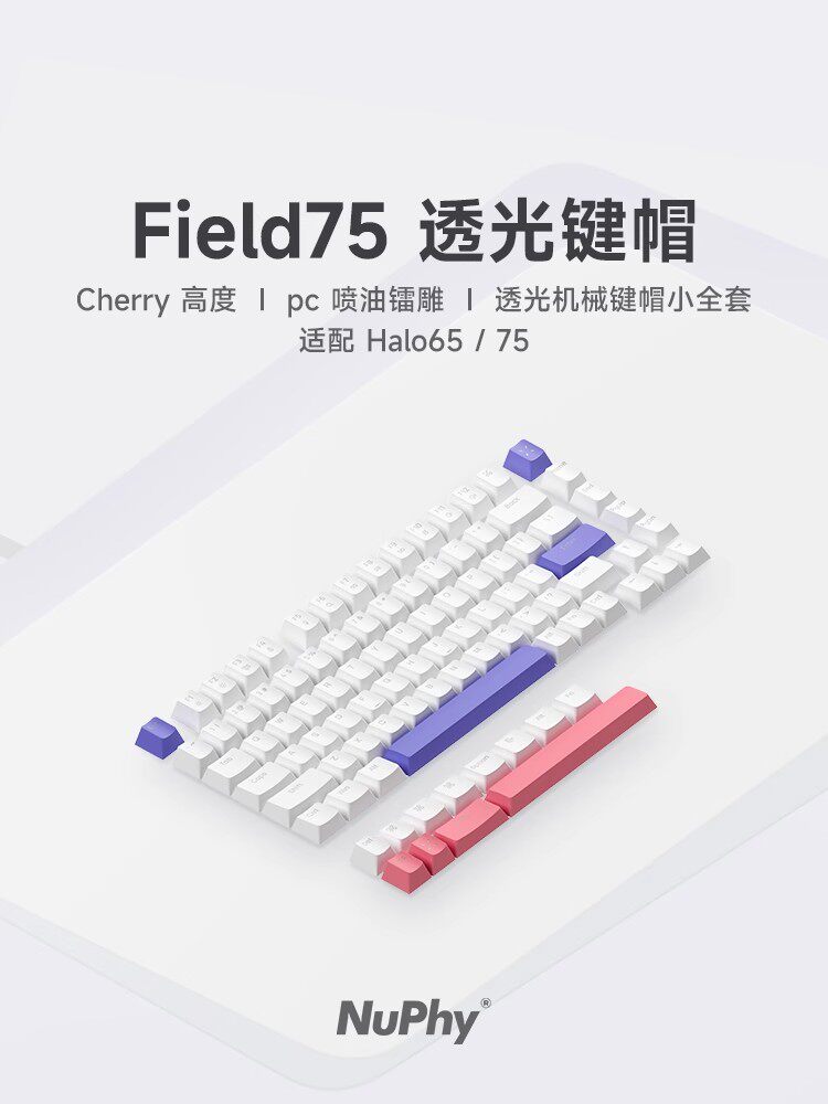 NUPHY CHERRY 고도의 PC 오일 주입 레이저 조각 반투명 기계식 키캡 FIELD75에 적합한 소형 볼 캡 세트