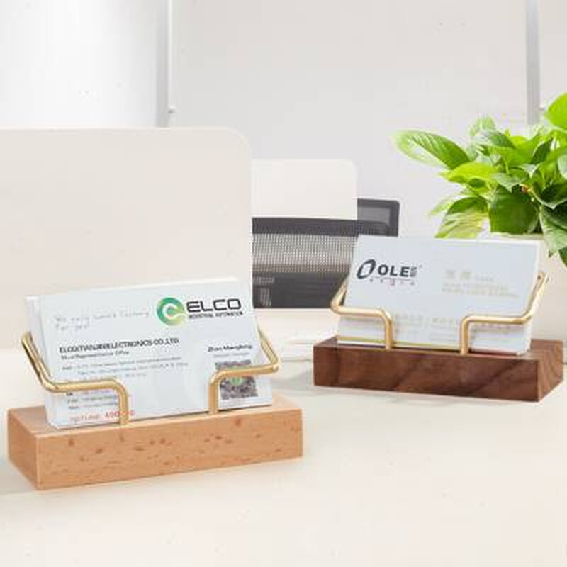 速发新款商前名片架务台办公名片盒实木质桌面名片座创意多功能名
