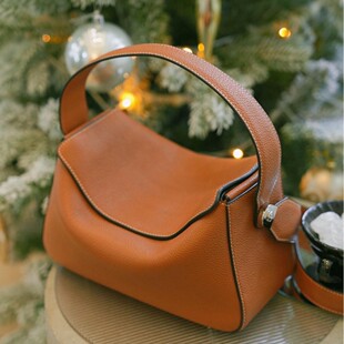 新款 真皮手提包女头层牛皮手拎单肩斜挎包感小众设计枕头包女